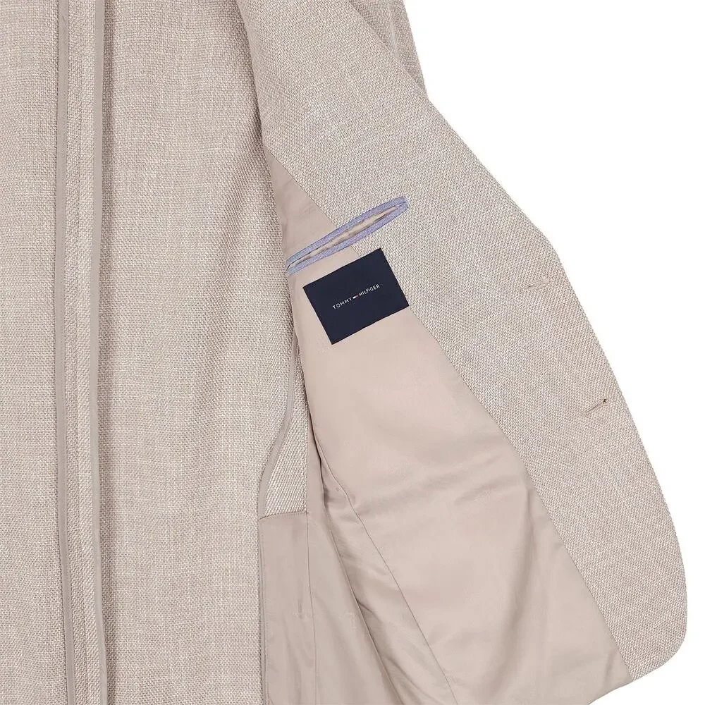 Tommy Hilfiger Mens Modern Fit Sport Coat 44L Tan Solid Stretch Basketweave NWT